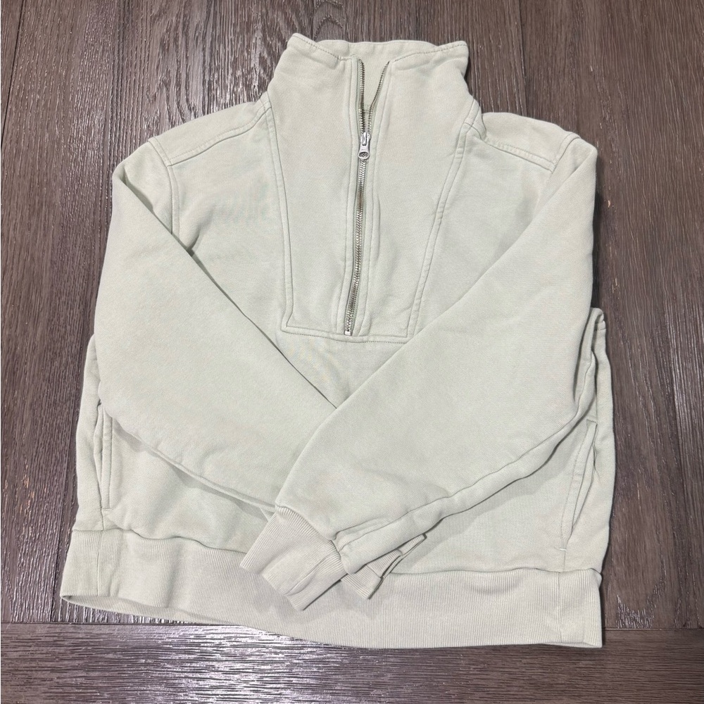 Everlane Women's Zip-Up Sweater in Light Green
